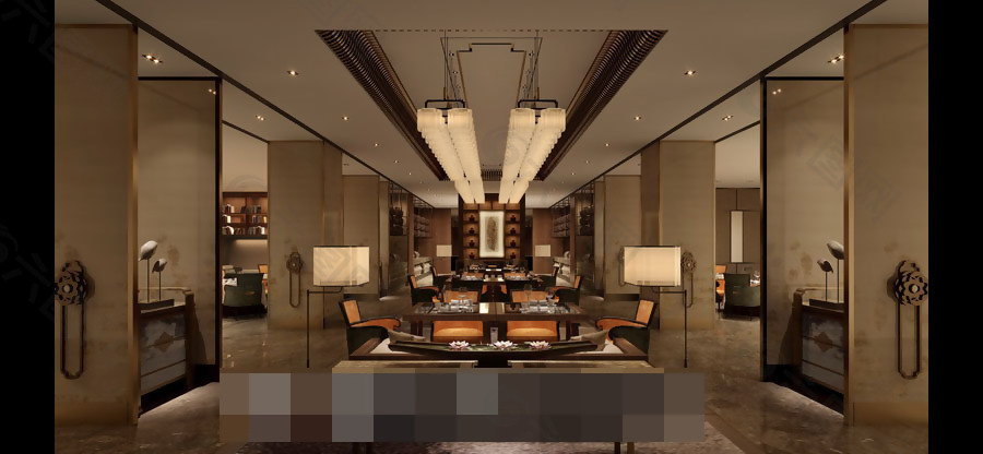 2014欧式大气宫廷风餐厅装修模型