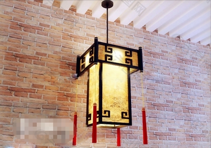 温馨暖色中式古典风格茶楼吊灯素材