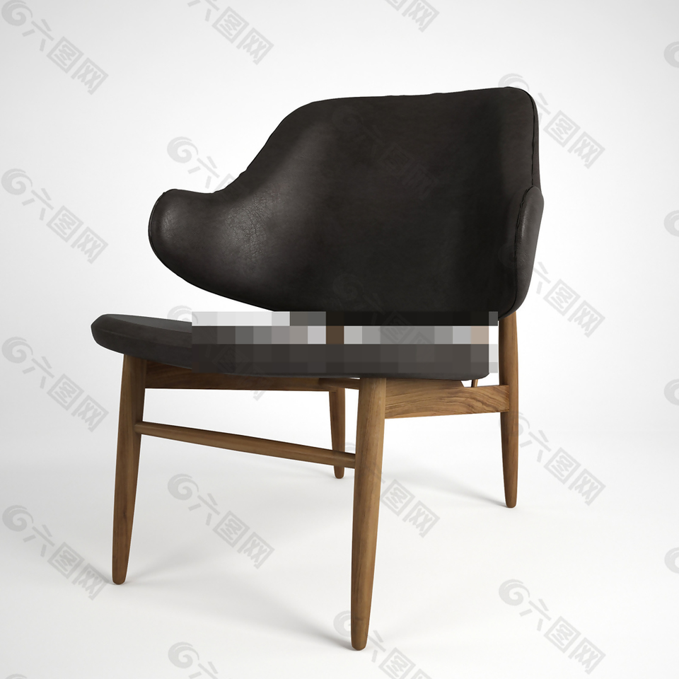 黑色皮质休闲椅模型