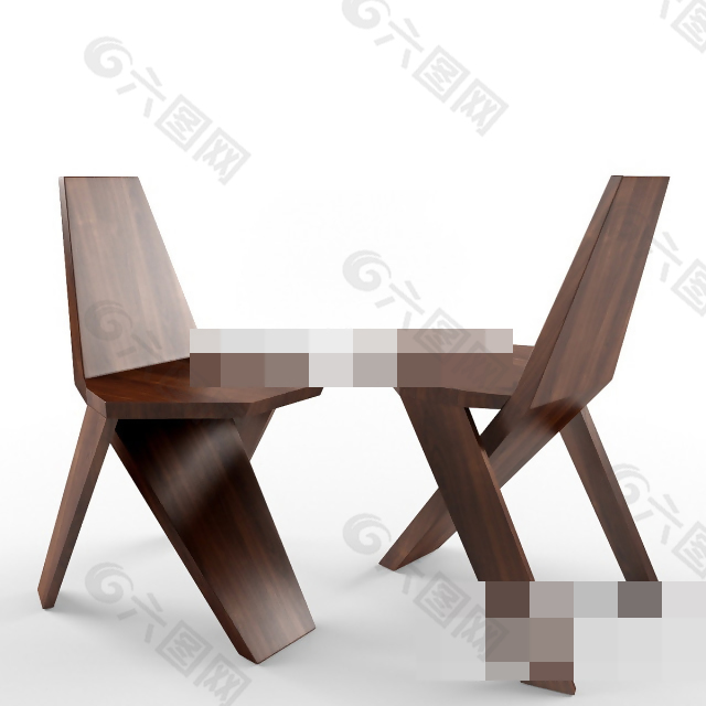 木质餐厅椅模型