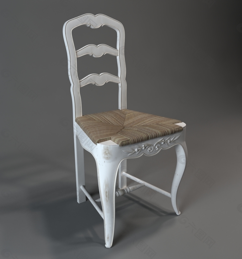 现代木质餐桌椅模型
