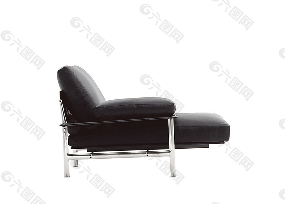 黑色皮质休闲椅模型