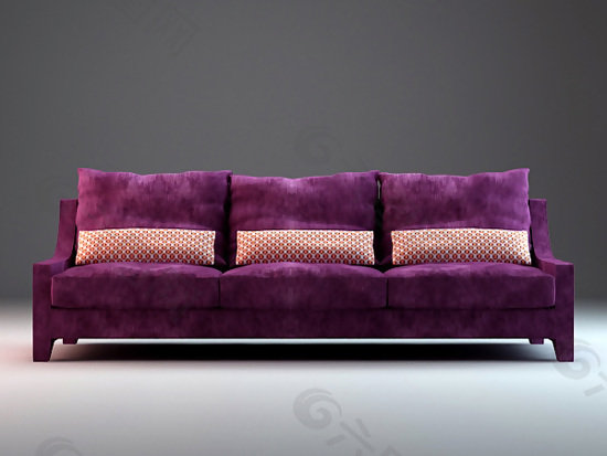 紫色三人高档沙发