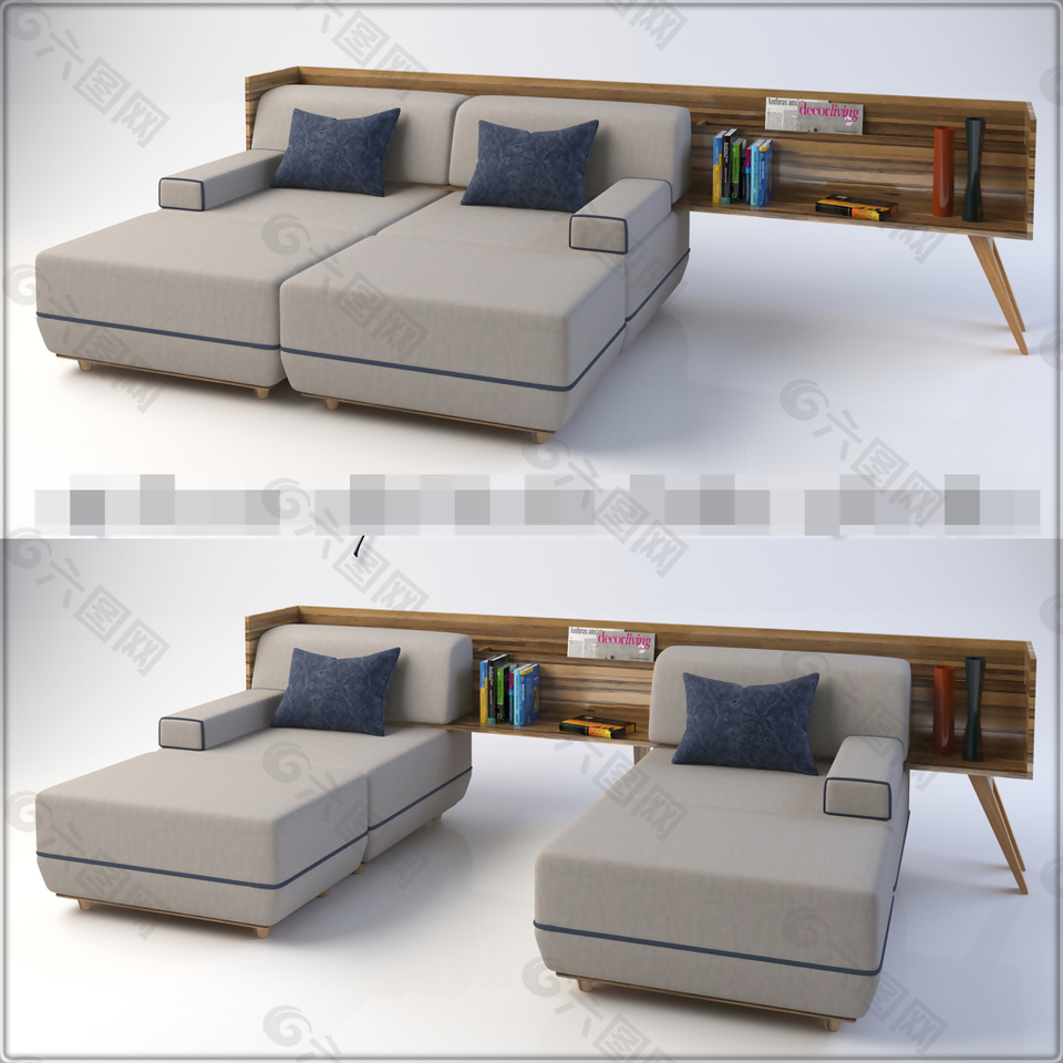 现代简约沙发床模型
