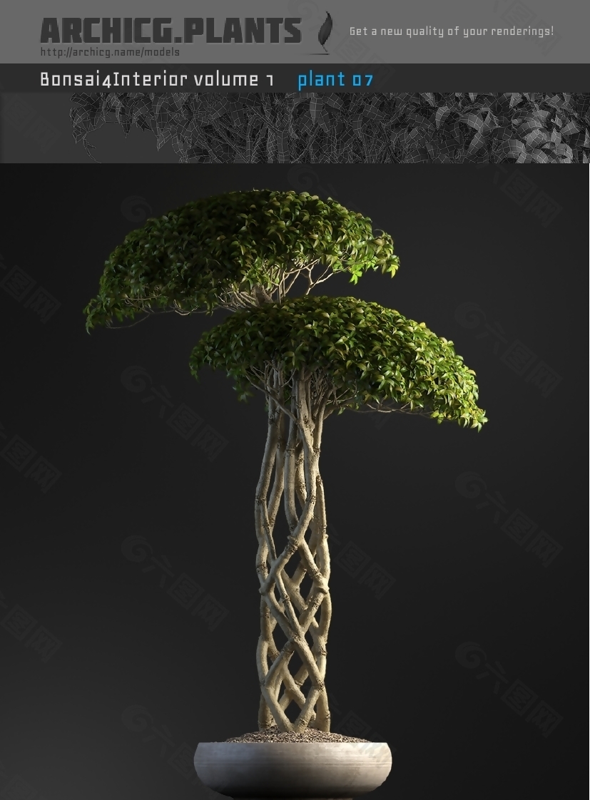园林盆景3D模型
