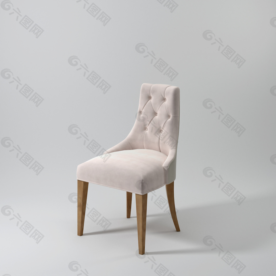 木质白色沙发椅3D模型