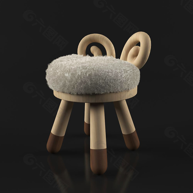 舒适羊角塑料椅模型