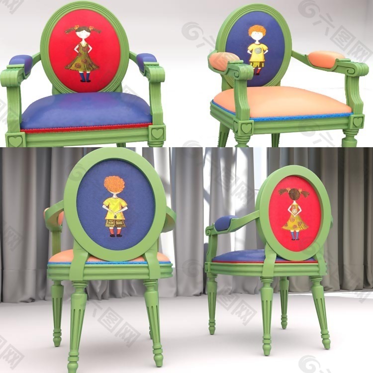 儿童卡通椅模型下载