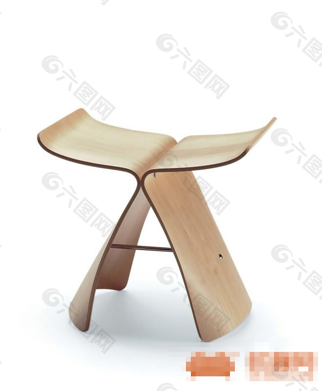 现代特色创意木质凳子3D模型
