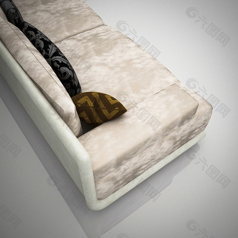 现代舒适绒毛沙发3D模型