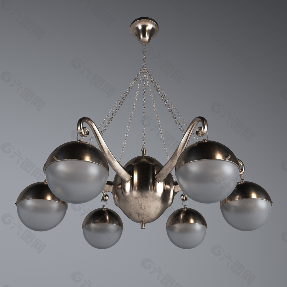金属球形艺术吊灯3D模型