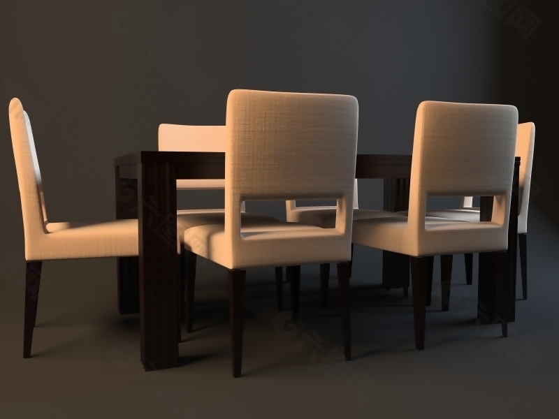 现代舒适多人餐桌椅3D模型