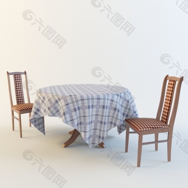 现代中式温馨餐桌椅3D模型