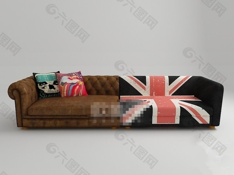 个性独特高端美式古典国旗沙发素材