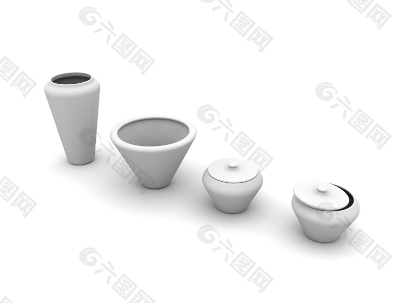 3D陶瓷罐组合模型下载