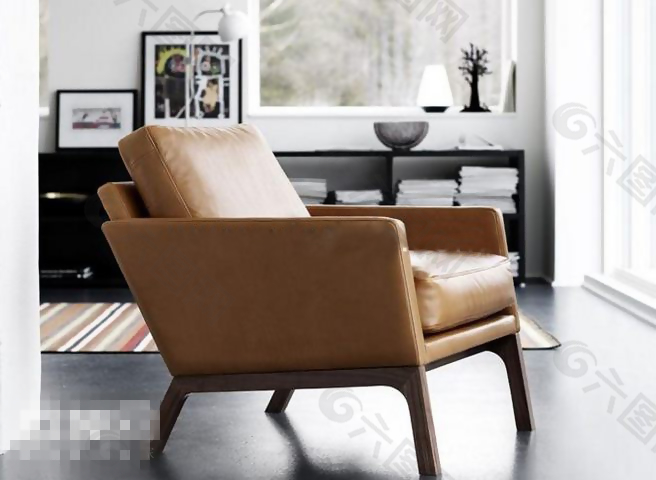 北欧风格舒适单人沙发椅3D模型