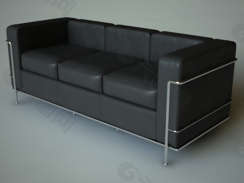 现代时尚黑色皮质沙发模型素材