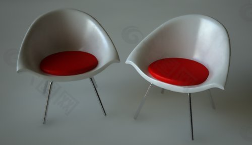 时尚创意红白色椅子模型素材