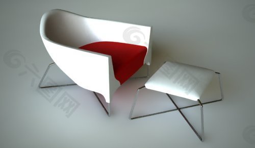 现代时尚白色椅子组合模型素材
