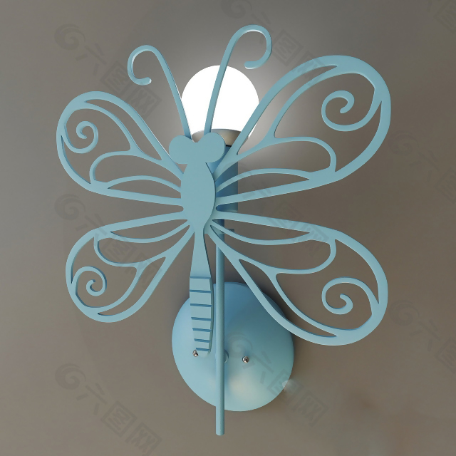 蝴蝶雕花壁灯3D模型素材