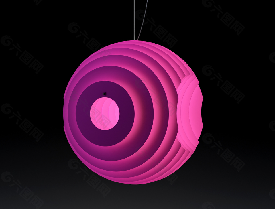 粉色圆盘吊灯3d模型