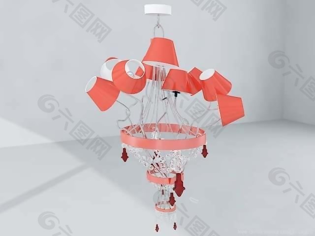 红色创意吊灯3D模型