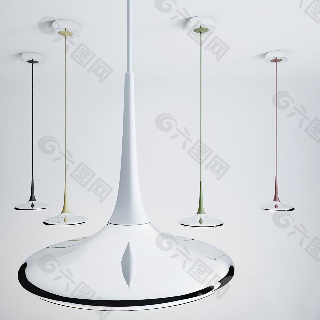 现代白色吊灯3D模型