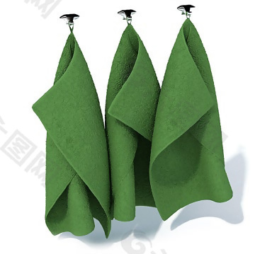 草绿色柔软实用毛巾3D模型