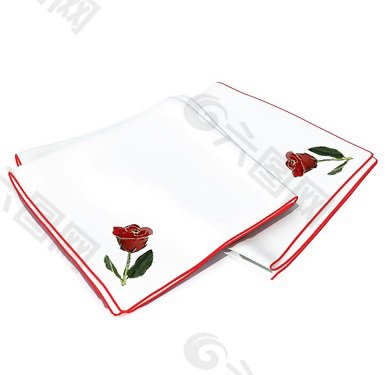 玫瑰花图案白色毛巾3D模型