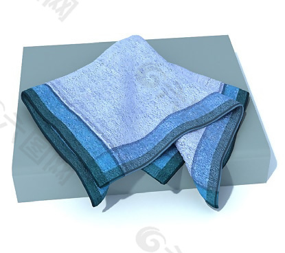 清新蓝色毛巾3D模型