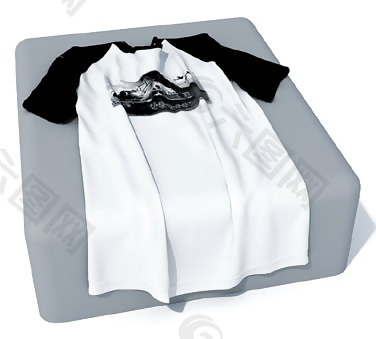 现代休闲黑白T恤3D模型