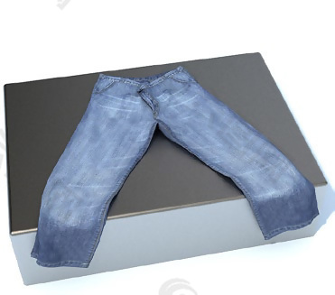 简约海蓝色牛仔裤3D模型