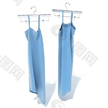 蓝色简约吊带裙3D模型