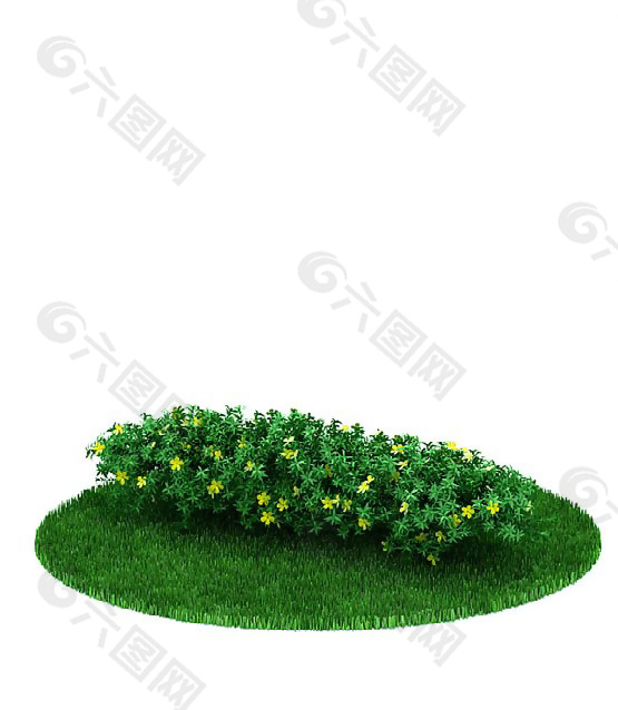 小黄花绿色植物3D模型