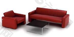 3D渲染红色组合沙发效果图