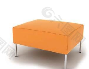 3D渲染橙色凳子效果图