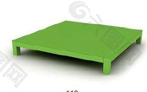 3D渲染绿色凳子效果图