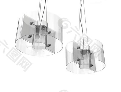 双头个性玻璃吊灯3D模型