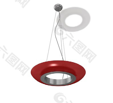 红色环形简约吊灯3D模型
