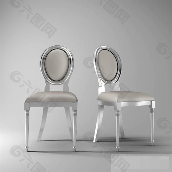 银色八字椅模型素材