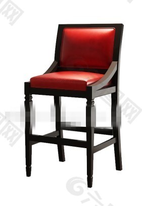 美式酒红色吧椅素材图