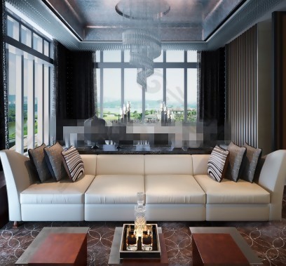 现代客厅沙发茶几组合效果图