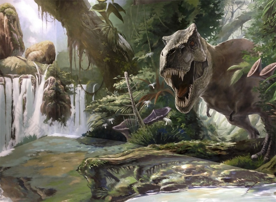 3D侏罗纪恐龙背景墙