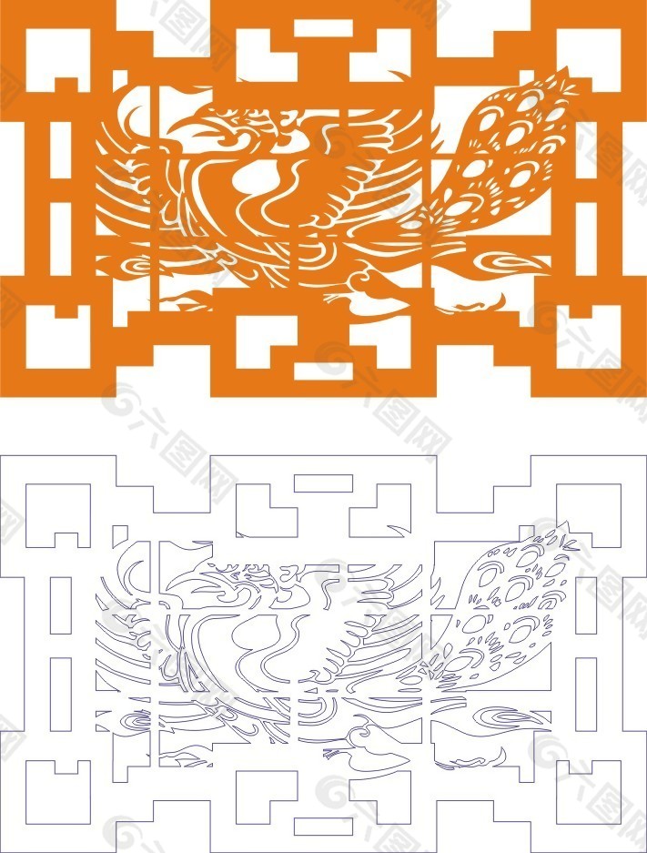 祥龙中式木雕镂空图