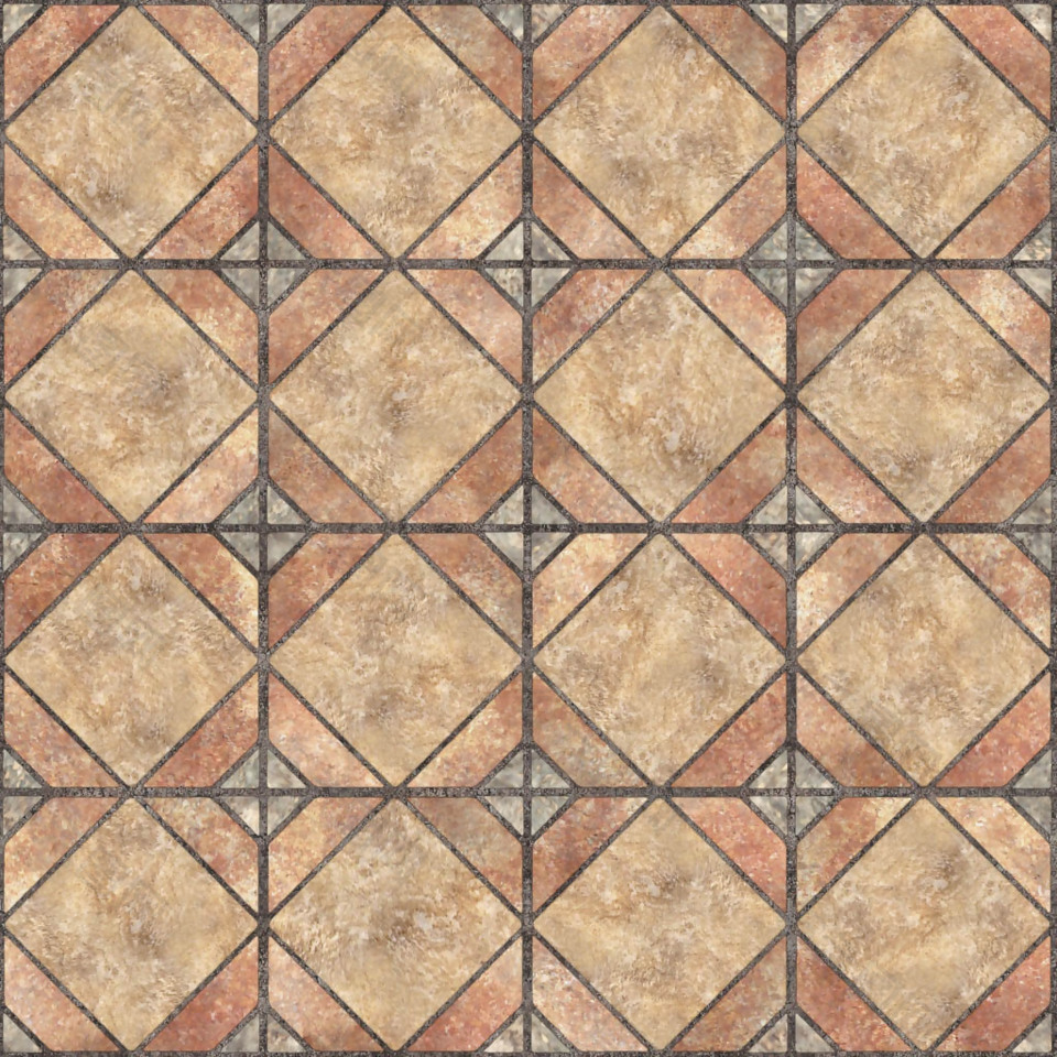 菱形米黄拼色瓷砖