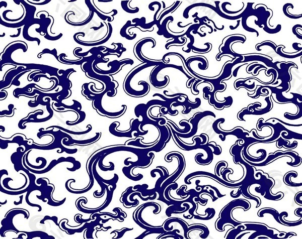 中式青花瓷图贴图