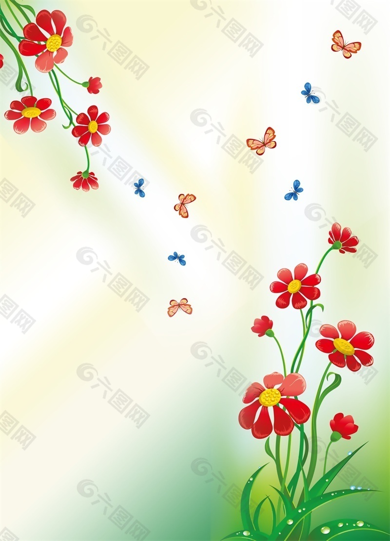 蝴蝶与花朵室内移门创意画