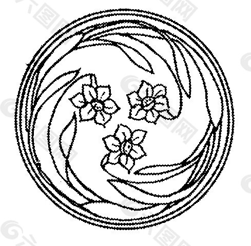 素描圆圈三朵花下载