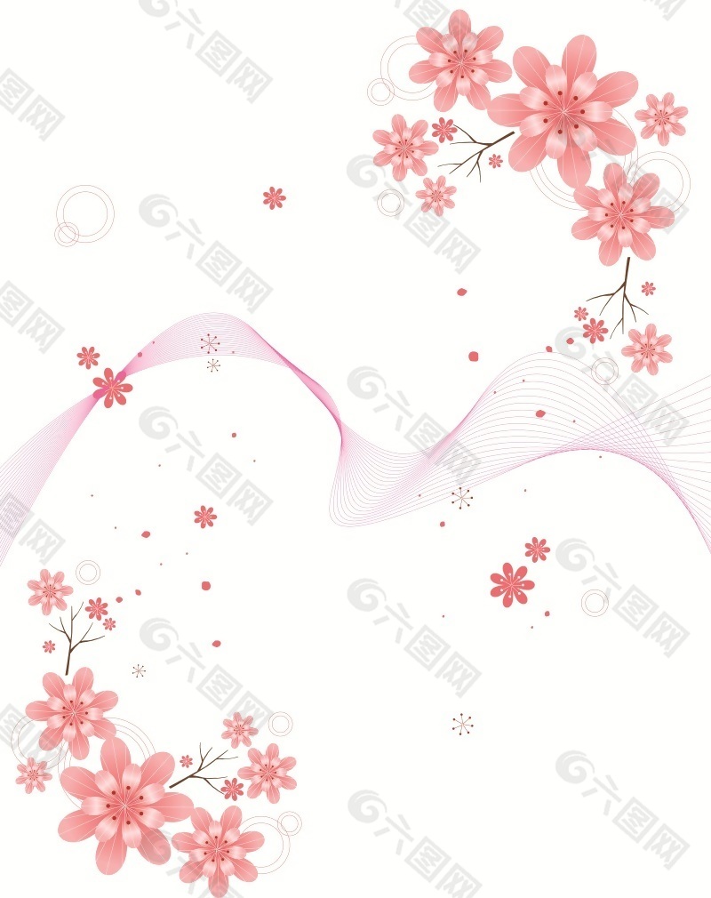 粉色丝带花朵移门创意画