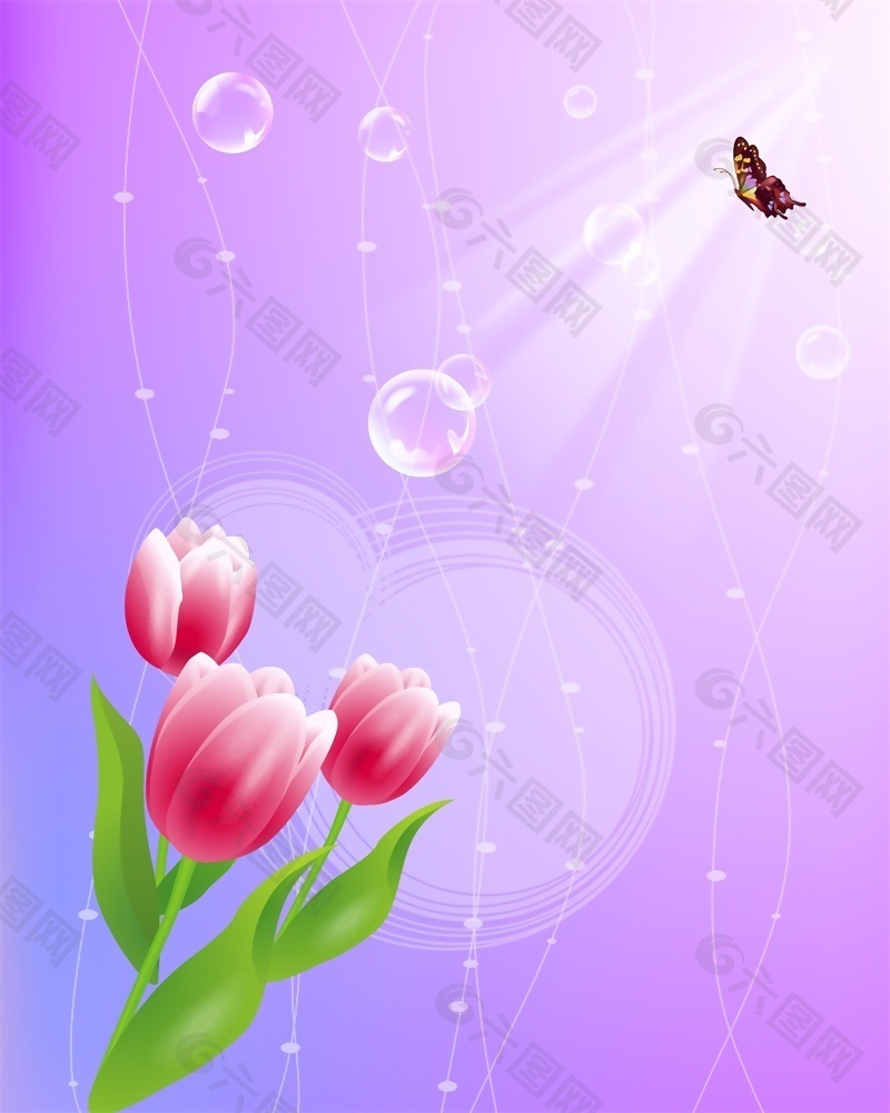 紫色梦幻花朵漂亮移门图